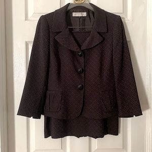 Tahari Arthur Levine Brown Suit Skirt Set